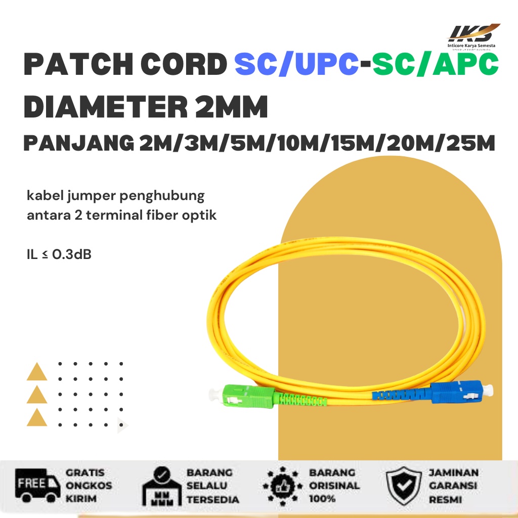Jual Patch Cord SC UPC - SC APC Fiber Optik Diameter 2mm Berbagai ...