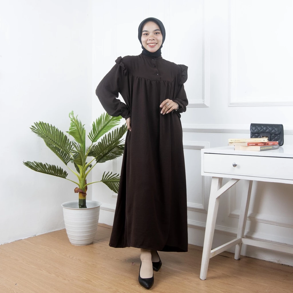 AMONA Dress Wanita Crincle Premium tampilan full body