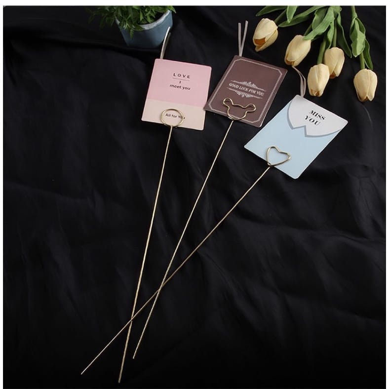 Jual GOLD STICK CARD ECERAN PCS STICK BUNGA BENTUK LOVE ATAU BULAT ...