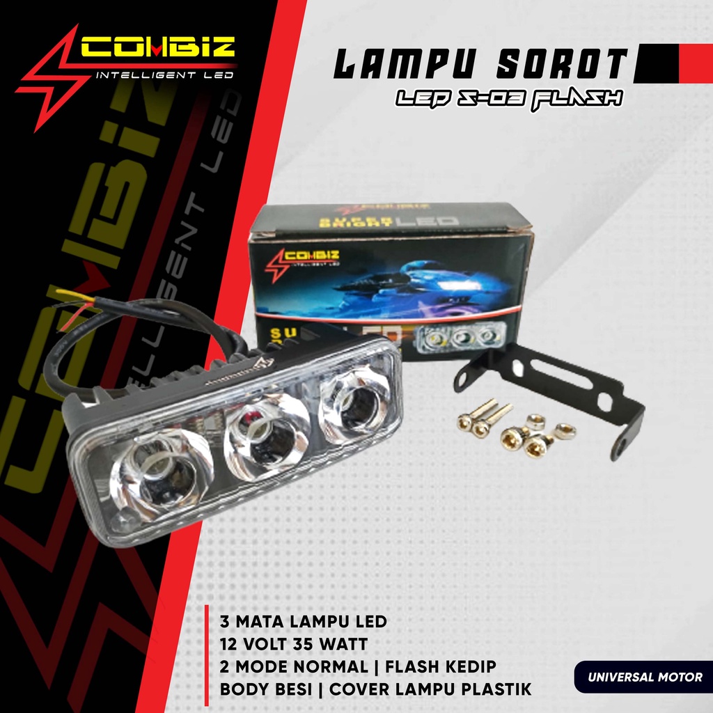 Jual COMBIZ LED Lampu Sorot Tembak 3 Mata LED 2 12Volt 35Watt Mode ...