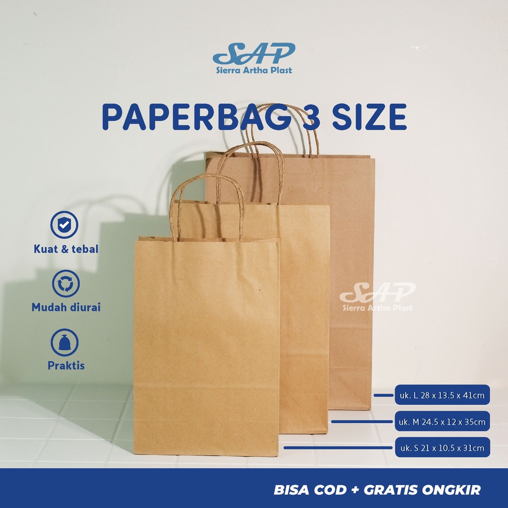 Jual Paper Bag Polos Tali Kertas | Paper Bag Polos Coklat | Paper Bag ...