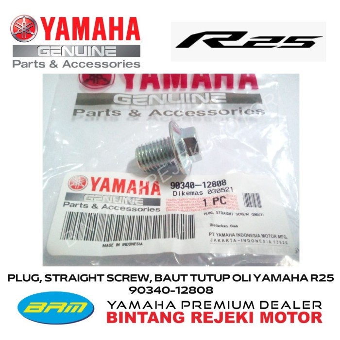 Jual YAMAHA PLUG, STRAIGHT SCREW, BAUT TUTUP OLI YAMAHA R25 90340-12808 ...