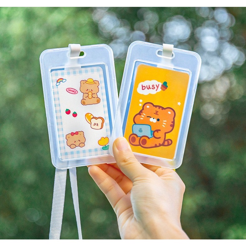 Jual ST 50128 Name Tag ID Card Holder 2 Sisi Transparan Bersama Tali ...