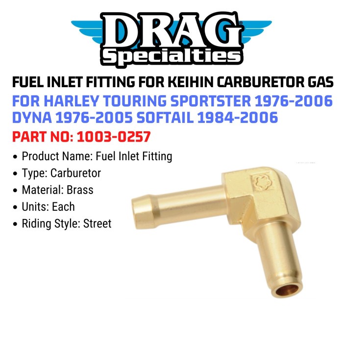 Jual DRAG FUEL INLET FITTING FOR KEIHIN CARBURETOR GAS HARLEY 10030257