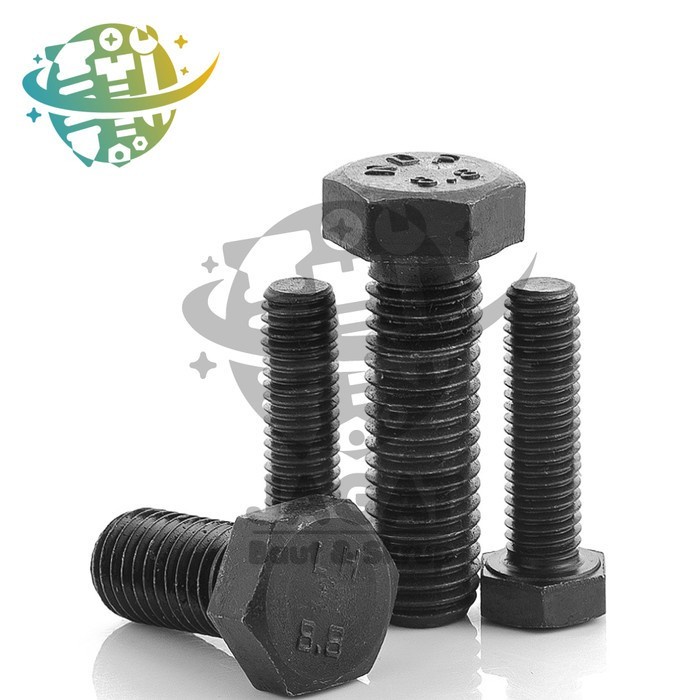 Jual Baut Baja Hitam M Hex Bolt Nut Full Drat High Tensile Bolt Grade