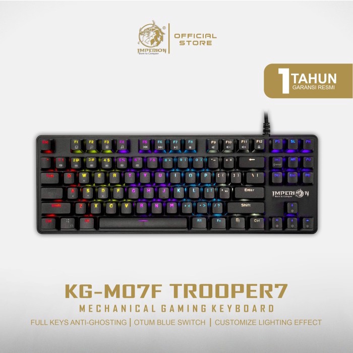 Jual Keyboard Gaming Imperion Trooper 7 KG-M07F Mechanical, RGB - Hitam ...