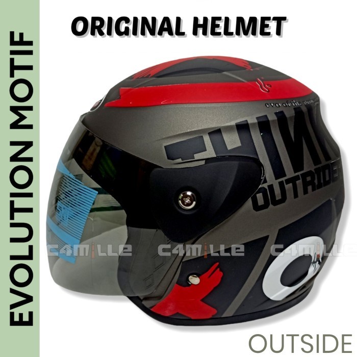 Jual HELM HELEM MOTOR PRIA WANITA DEWASA KEREN SNI HELMET EVOLUTION OUTSIDE GREY DOFF HALF FACE