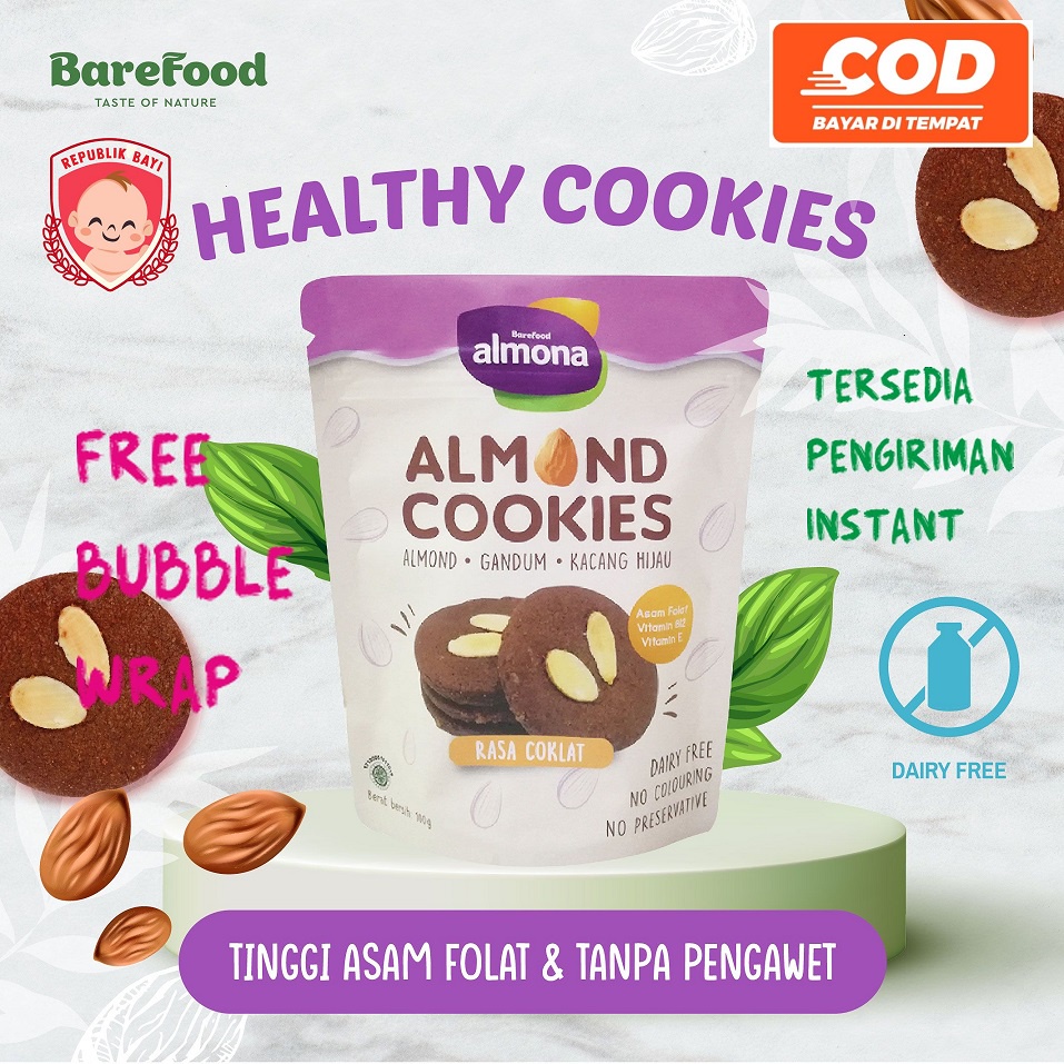 Jual Almona Barefood Almond Almon Cookies 90gr Snack Sehat Makanan ...