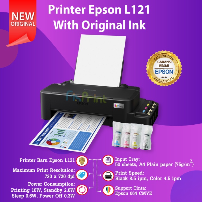 Jual Printer Epson L121 A4 Ink Tank Printer Epson L121 L 121 Pengganti Print Photo L120 Infus 7568