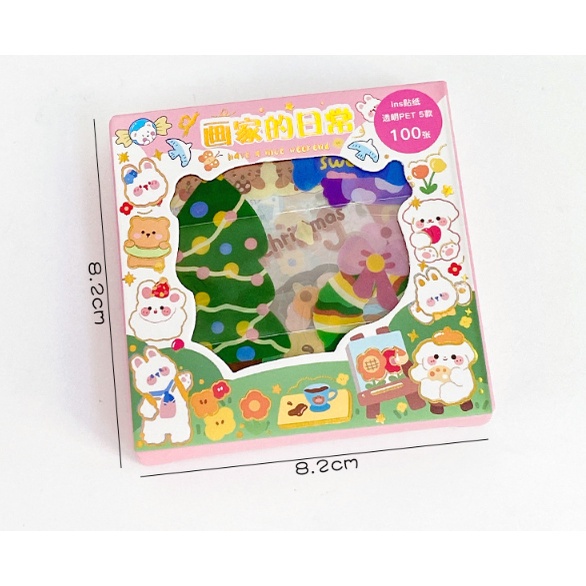 Jual CP Sticker BOX Isi 100 Lembar Sticker 2D Diary Cartoon Lucu stiker ...