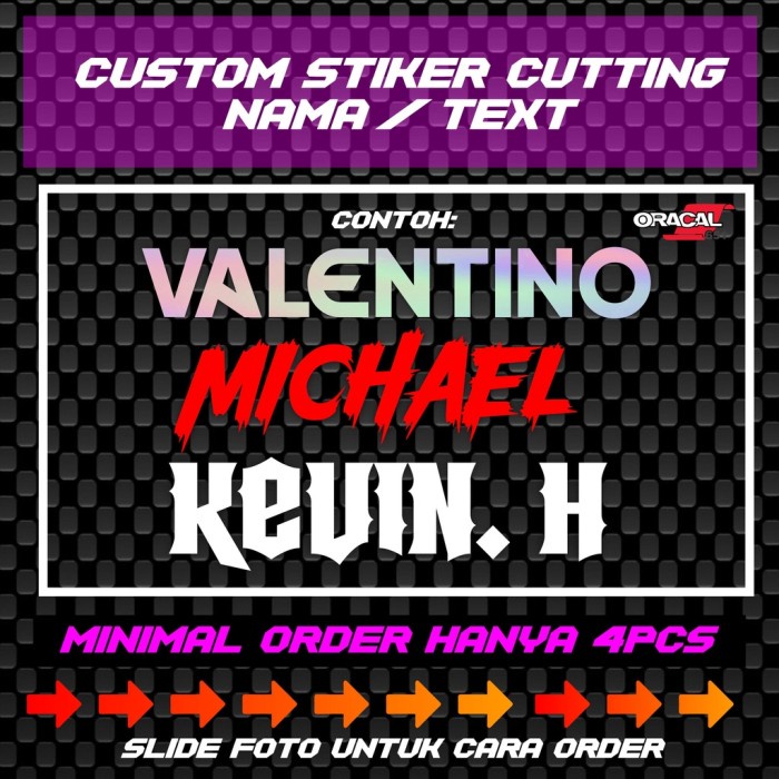 Jual STIKER CUTTING CUSTOM NAMA DAN TEKS STICKER AKSESORIS MOTOR ...