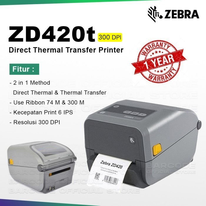 Jual PRINTER BARCODE ZEBRA GK420 PRINT LABEL STIKER THERMAL SEMICOATED