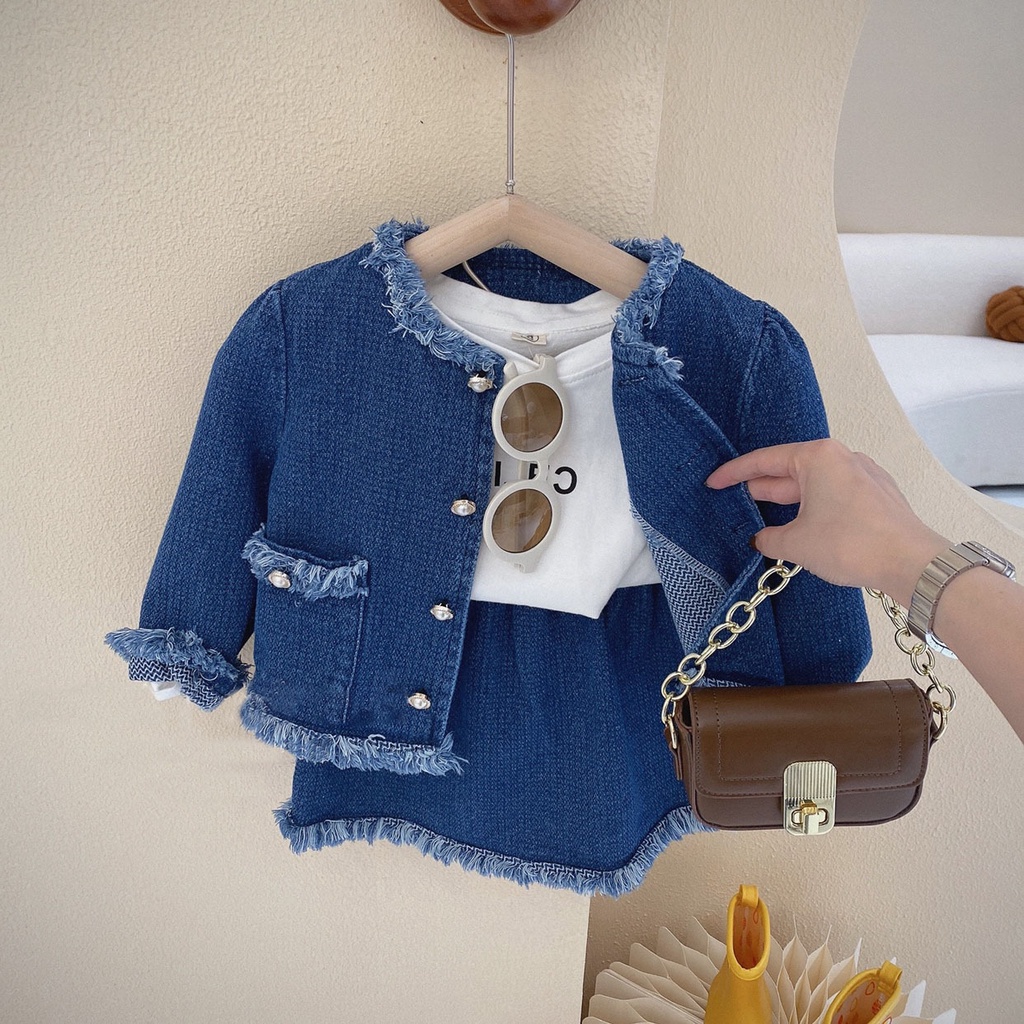 Jual [Cocobaby] Terbaru Setelan Jaket + Rok Jeans Anak Perempuan Set ...