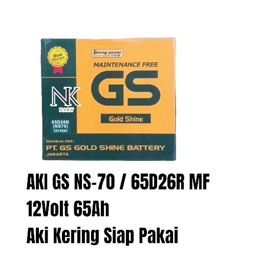Jual Aki Mobil GS NS70 MF 65A Hino Bus FB, Ranger Cherry Tiggo, Hyundai