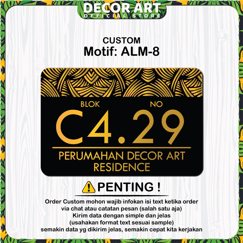 Jual Custom Decorart X Cm Hiasan Dinding Plat Nomor Rumah