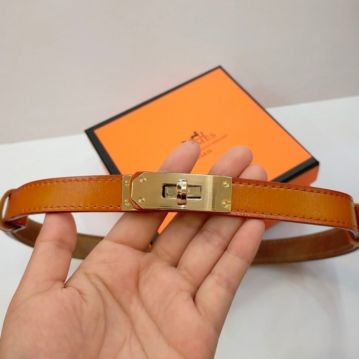 Belt kulit wanita Hermes premium leather import terbaru include box Brown  luna