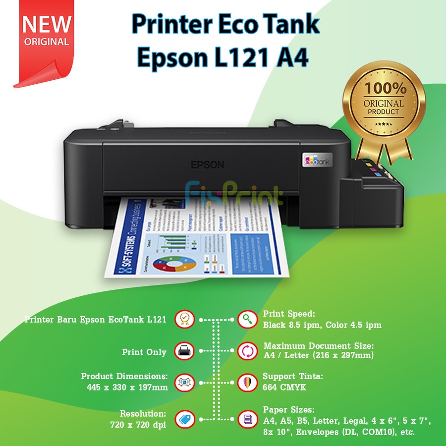 Jual Printer Epson Inktank L121 Single Function Print Pengganti Epson L120 Inktank Modif Infus 8144