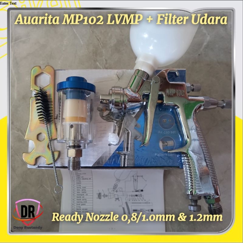 Jual Spray Gun Auarita MP102 LVMP Nozzle 0.8 1.0 1,2mm Plus Water ...