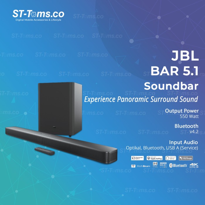 Jual JBL Bar 5.1 Surround Immersive Soundbar Multibeam Sound Technology