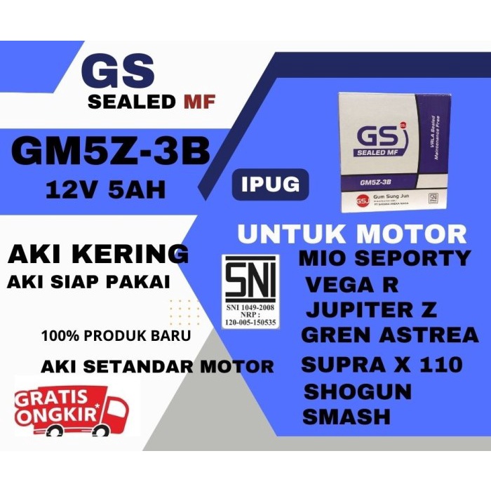 Jual aki kering motor mio sporty,vega,jupiter amper 5,aki kering siap