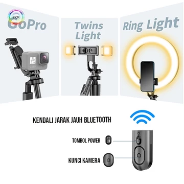CIJI CJPG L16S Tongsis Tripod Bluetooth 3in1 Selfie Stick Remote Control Tripod Untuk HP Kamera