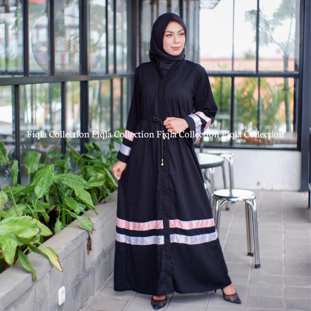 Jual FIQLA COLLECTION - ABAYA SAUDI HITAM LIST KOMBINASI - ZULFA ...