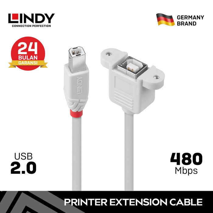 Jual LINDY Kabel Extension Printer 0.5M 1M USB 2.0 Type B Male to ...