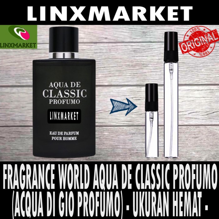 Jual FRAGRANCE WORLD AQUA DE CLASSIC PROFUMO MEN EDP DUPES ACQUA DI GIO