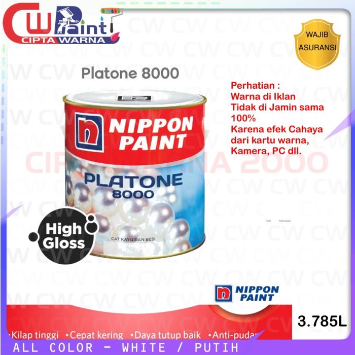 Jual Cat Kayu Besi Platone 8000 Putih White Nippon Paint 1 Galon 3