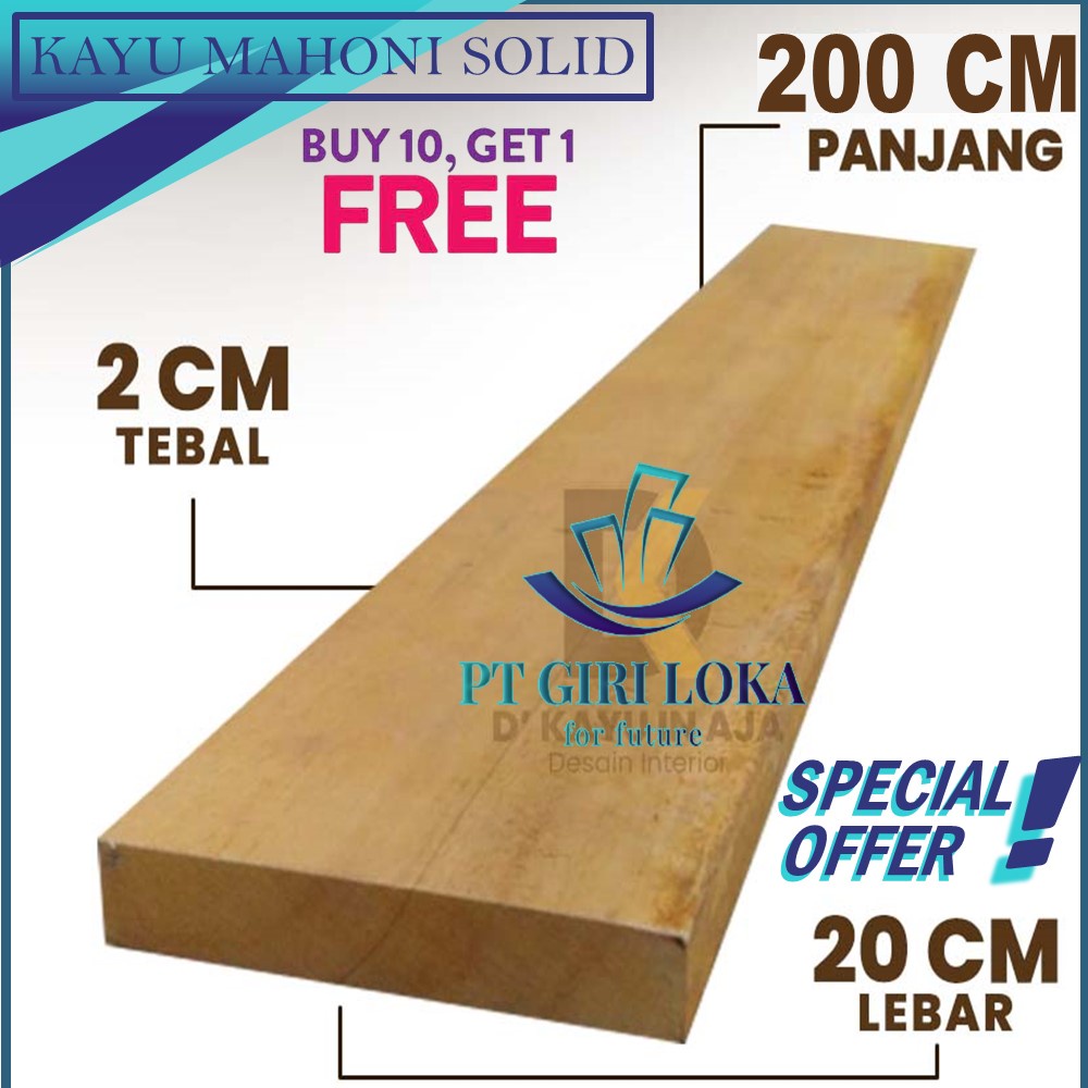 Jual Papan Kayu Lembaran 2 Meter Mahoni Tebal 2 Cm Lebar 20cm Serut