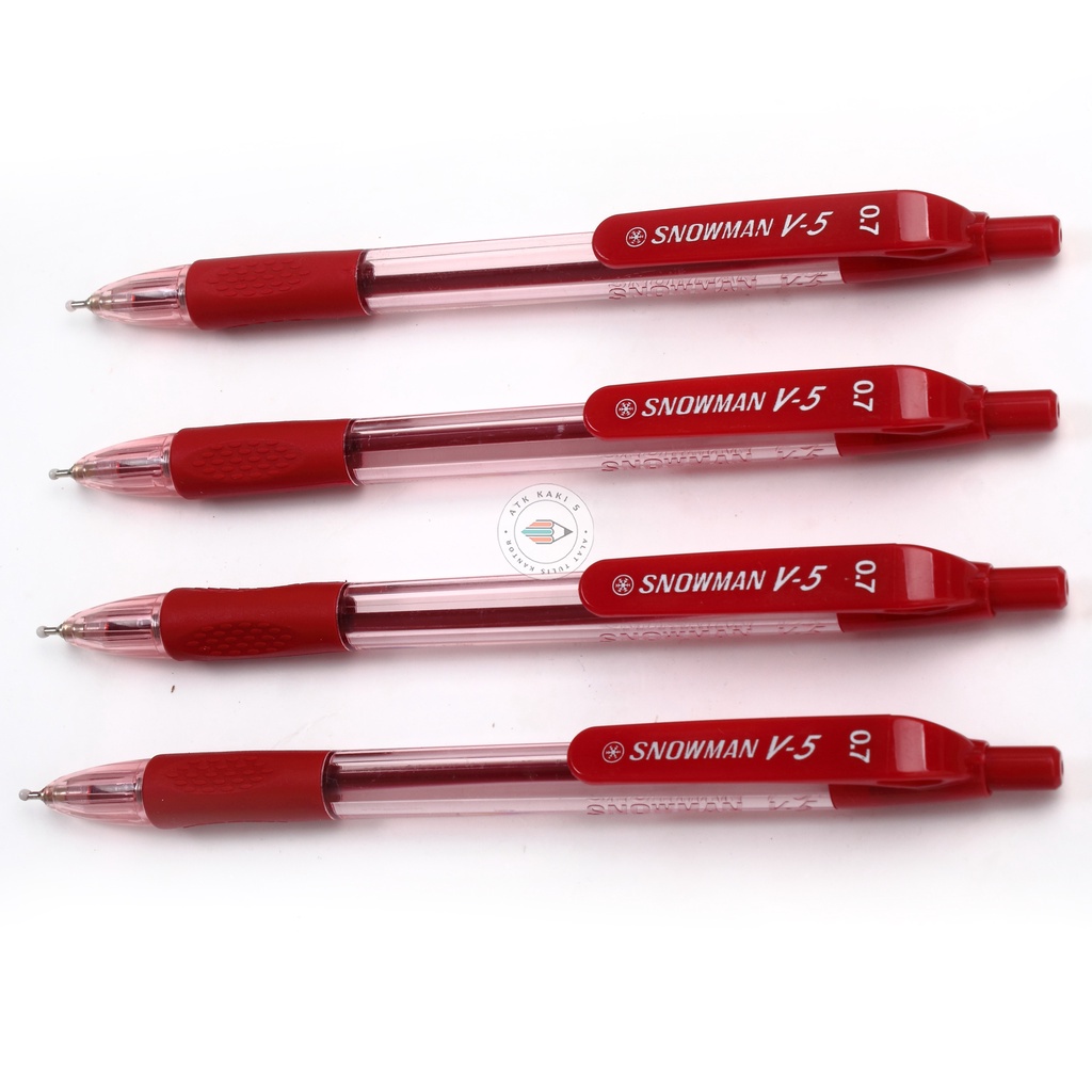 Jual SNOWMAN - Ballpoint Pen V-5 Warna Merah 0.7mm - Pcs | Shopee Indonesia