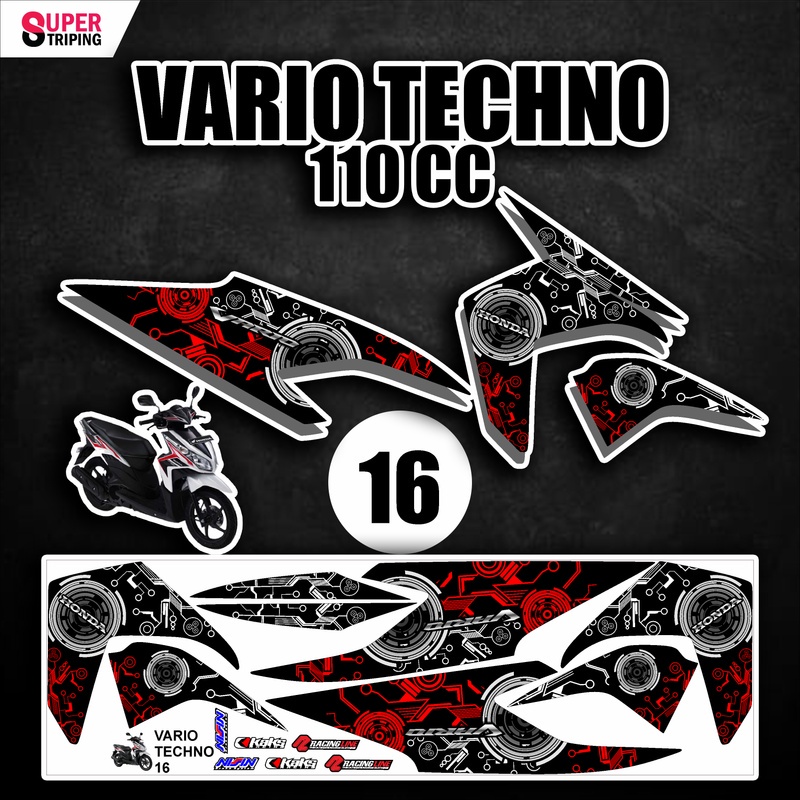 Jual STICKER VARIO TECHNO 110 Varian 16 - Desain Striping List Lis