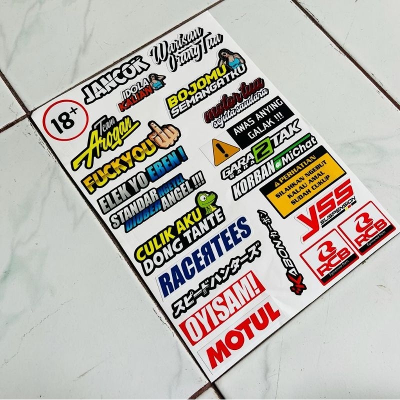 Jual RAJA STICKER SPONSOR YSS KATA KATA LAMINASI GLOSY CUTING TIDAK ...