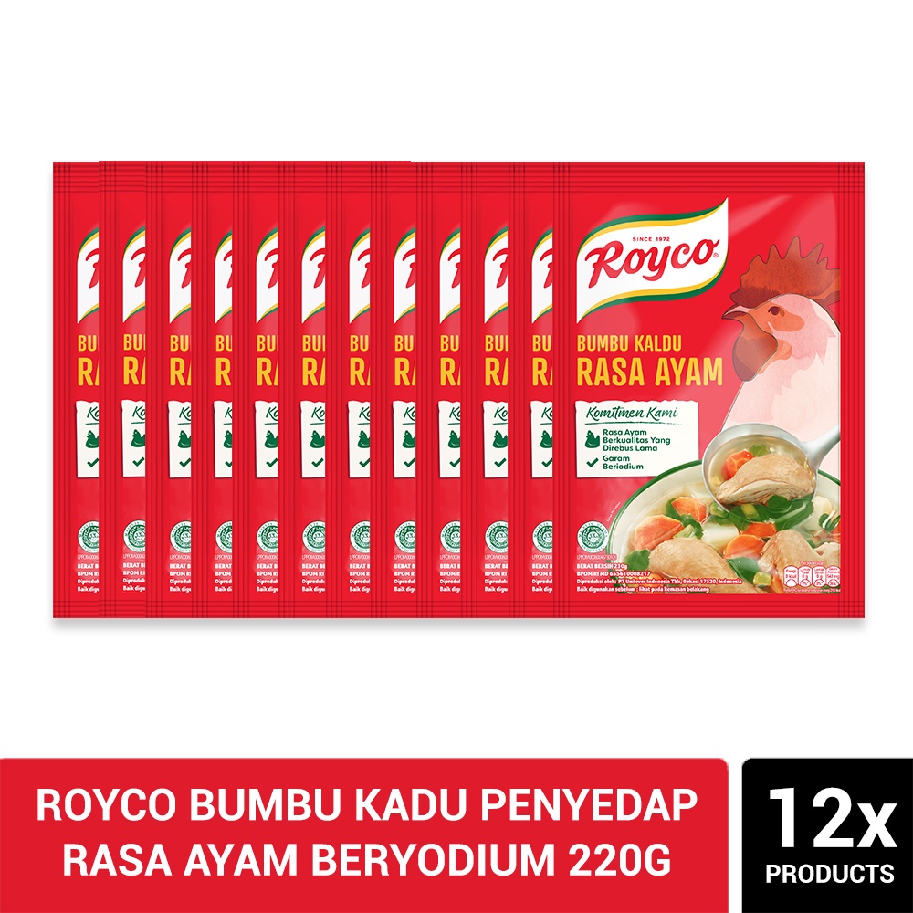 Jual Royco Bumbu Kadu Penyedap Rasa Ayam Beryodium 220g (Isi 12 ...