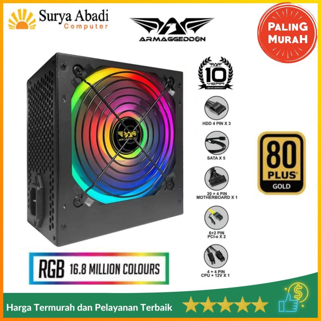 Jual PSU Power Supply ARMAGGEDDON VOLTRON GOLD 600 WATT RGB PSU 600