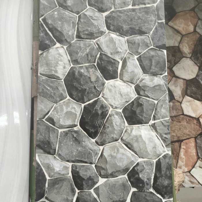 Jual Keramik Dinding 25x50 Motif Batu Alam Rocksta Grey Uno Shopee