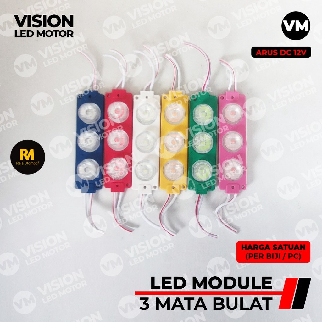 Jual LED RENTENG / MODULE 3 MATA BULAT 12V JUAL PER BIJI (SATUAN ...