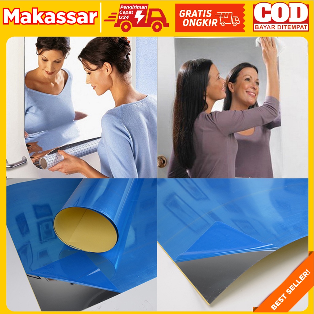 Jual Sticker Dekorasi Dinding Reflection Mirror PVC 50x100cm | Shopee ...