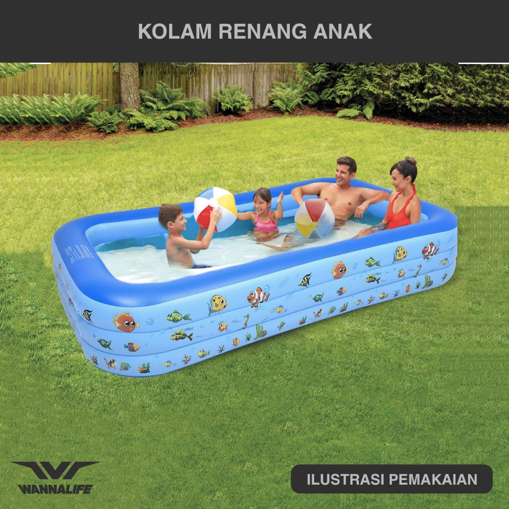 Jual Kolam Renang Anak Jumbo 3 Ring 150*105*50 Cm Kolam Mandi Bola Pompa Tiup Inflatable Kolam ...