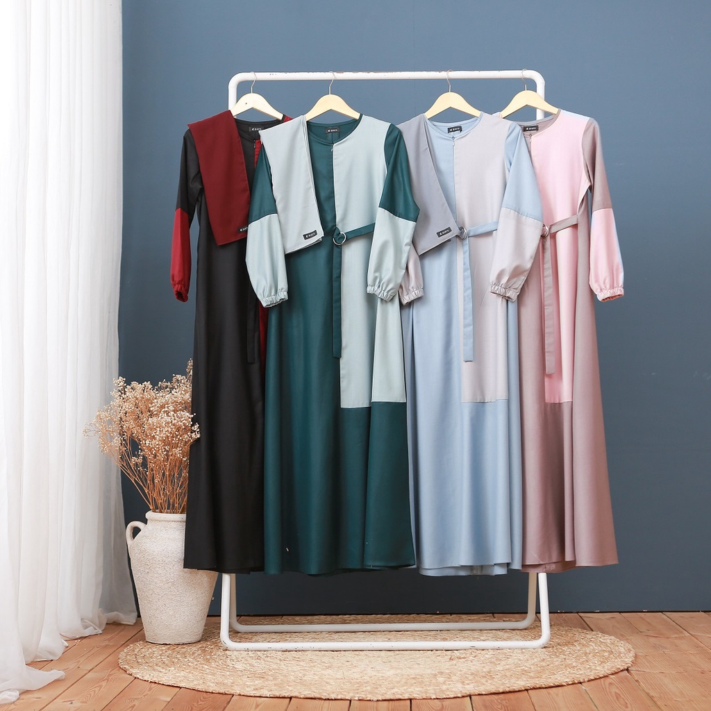 Jual Giets - raya dress two tone series | gamis simpel | Shopee Indonesia