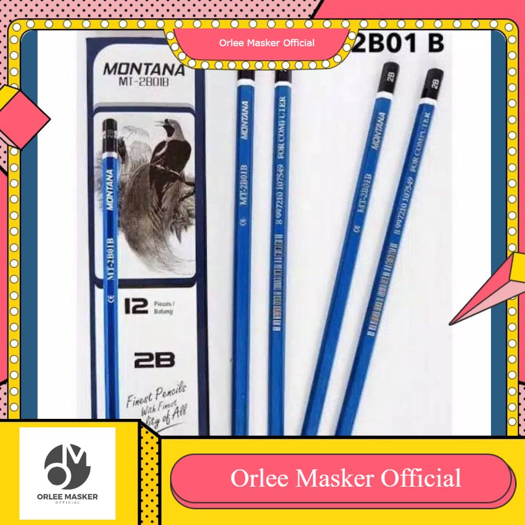 Jual PENSIL 2B Montana Harga 1 LUSIN (12pcs) Biru Dan Hijau, Pensil ...