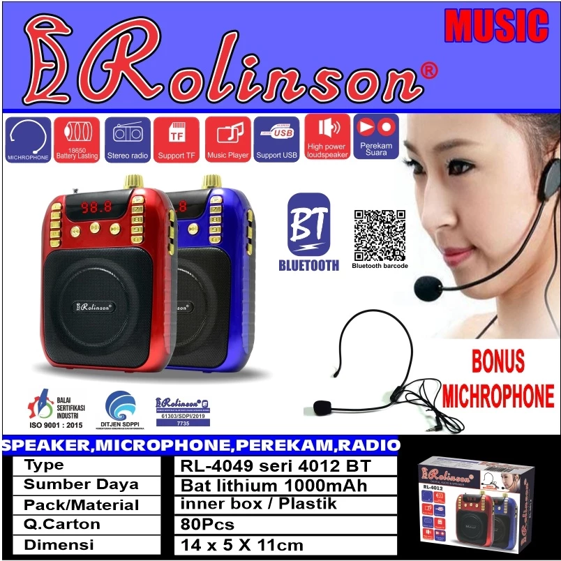 New Speaker Portable Bloetooth RL-4049 seri 4012BT Rolinson | AutoStock