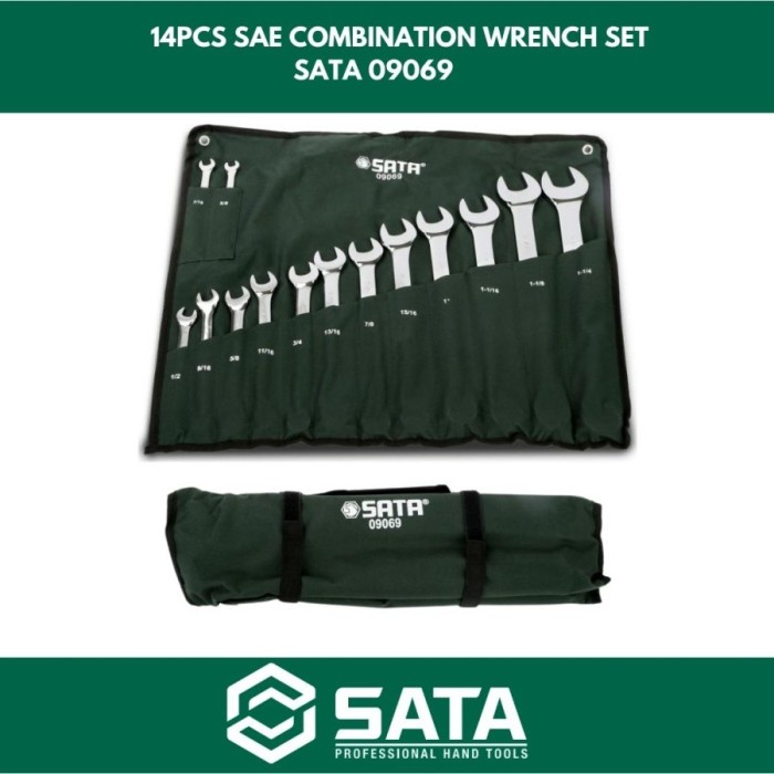 Jual SATA 09069 Kunci Ring Pas Set Inci 14 Pcs Combination Wrench Set ...
