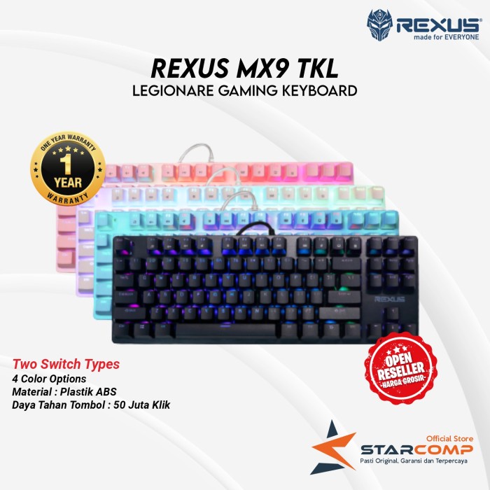 Jual Rexus MX9 TKL Keyboard Gaming Mechanical Legionare MX9 TKL RGB ...