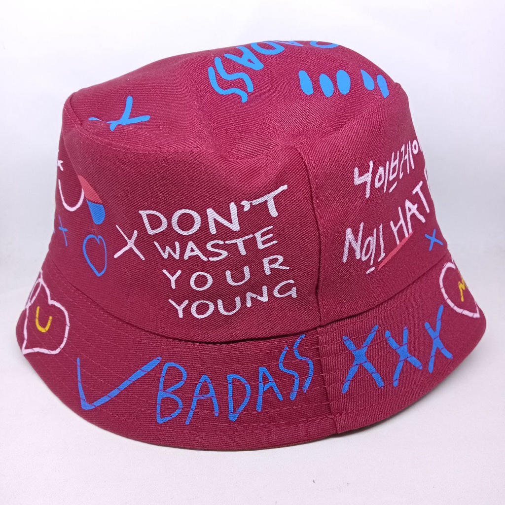 Jual TOPI BUCKET ANAK SABLON KOREA BADAS Premium Bolak Balik Badas ...