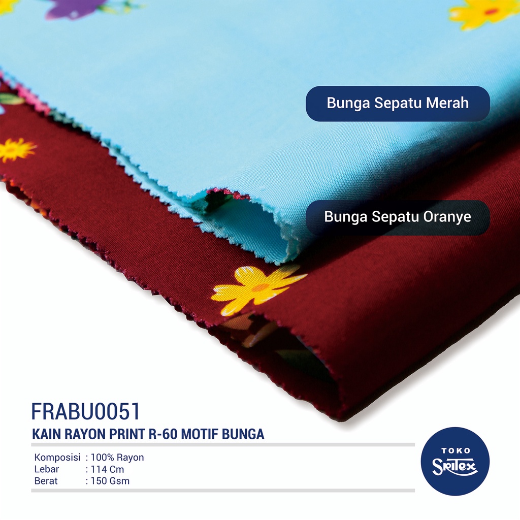 Jual Toko Sritex Kain Rayon Print Bunga 0051 Premium Ekspor, R60. Harga ...