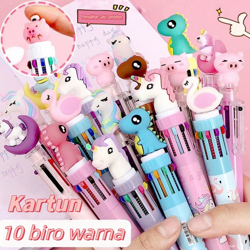 Jual bulpen 10 warna bermotif lucu/pulpen/pulpen anak anak | Shopee