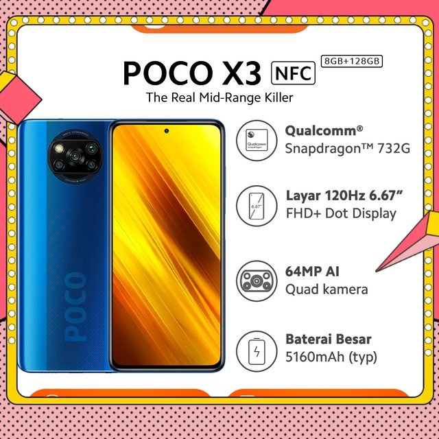 Jual Poco X3 Nfc 8gb128gb Snapdragon™ 732g Layar 667” Fhd 5160mah 64mp Quad Kamera 0221