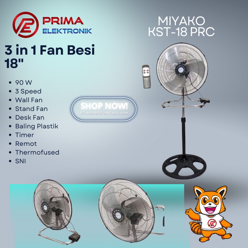 Jual Kipas Angin 3in1 Besi Miyako KST 18RC Industrial Fan 18 Inch Remote Control Shopee Indonesia