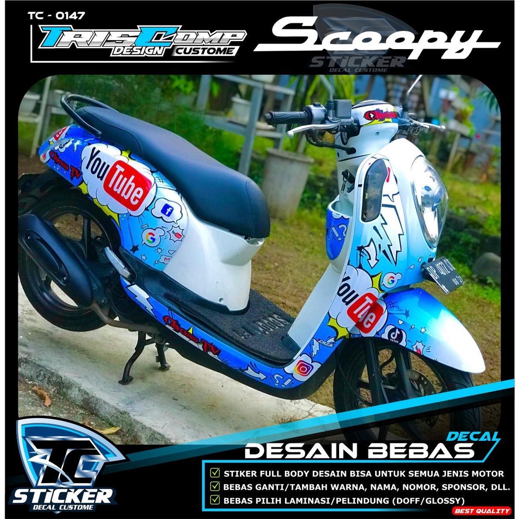Jual Decal full body New Scoopy Desain Sosmed Bisa Request - Sticker ...